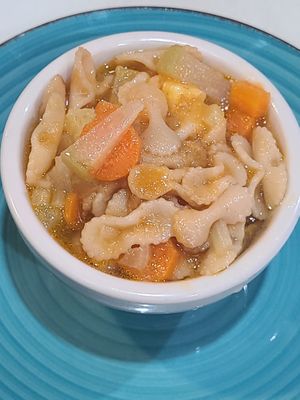 Vegetables soup sopa at Taco Zone in Brooklyn