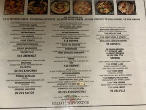 Full menu at Blossoming Lotus in Surfers Paradise