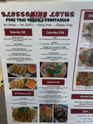 Menu page 1  at Blossoming Lotus in Surfers Paradise