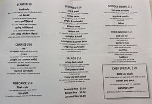 Take away menu  at Blossoming Lotus in Surfers Paradise