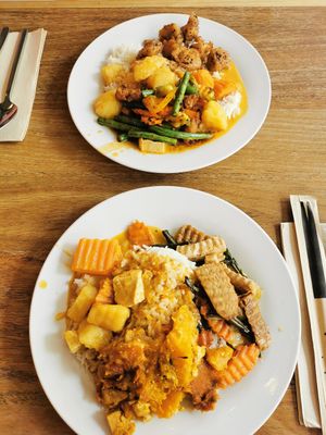 Rice and 3 different items at Blossoming Lotus in Surfers Paradise