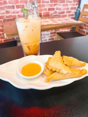 Thai Milk Tea & Curry Puffs  at Blossoming Lotus in Surfers Paradise