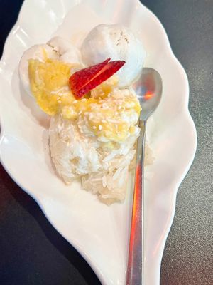 Durian Sticky Rice with Ice Cream   at Blossoming Lotus in Surfers Paradise