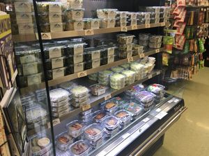 Refrigerator complete with prepared cold dishes  at Mountain Valley Foods in Kalispell