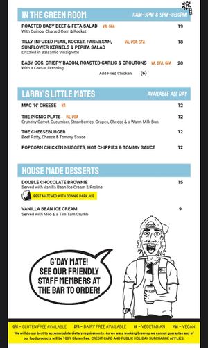 Menu at Your Mates Brewing Co in Warana