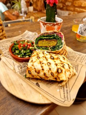 Falafel wrap at Grá Irish Gastropub in Mallorca