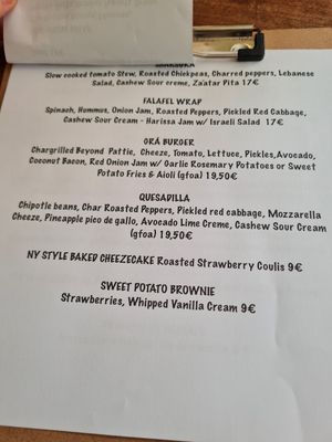 Menu at Grá Irish Gastropub in Mallorca