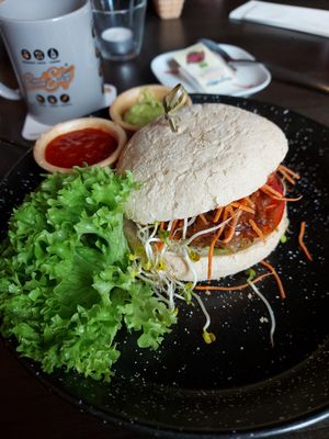 Green Oat Burger at Road Stop in Mettmann