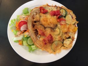buckwheat pancakes with Med Veg  at GoKula Vegetarian Cafe in Watford