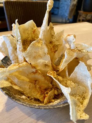 Papadum with hummus  at Het Hooihuis in Roosendaal