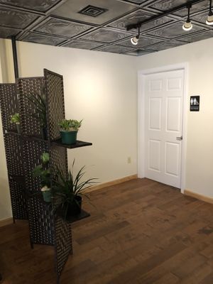 Back of the restaurant, leading to the single-occupancy, accessible bathroom at Planted Plate in Princeton