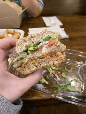 southern “chicken” sandwich  at Planted Plate in Princeton