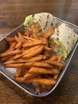 Buffalo Soldier wrap - very salty. Fries were good.  at Planted Plate in Princeton