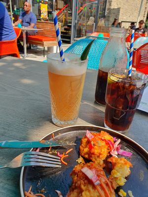 Starter: corn fritters at Turtle Bay in Bournemouth