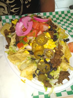 Vegan steak nachos 🤤 at Chi Chi Vegan Taco Shop in Atlanta