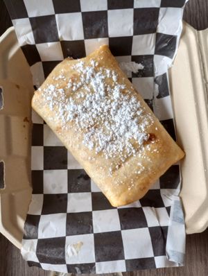 Peach chimichanga at Chi Chi Vegan Taco Shop in Atlanta