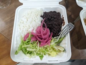 Rice and beans w/o guac (cilantro allergy) at Spitfire Tacos in Salem