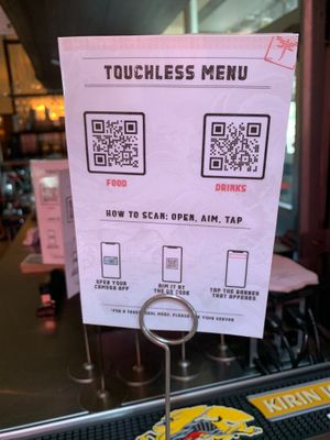 Touch less menu at Dragonfly Robata in Orlando