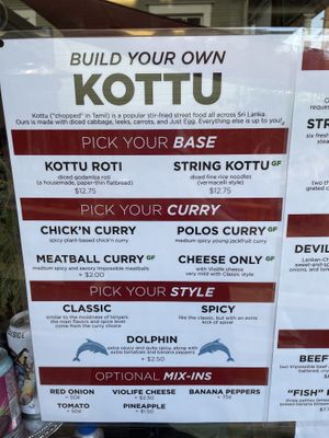 Menu at Mirisata in Portland