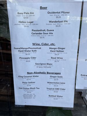 Drink options at Mirisata in Portland