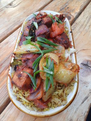 Deviled chik'n fried rice YOU WILL LOVE THIS, SO MUCH FLAVOR at Mirisata in Portland