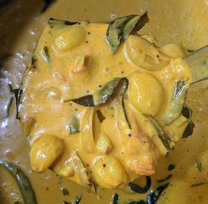 Garlic Curry. available most weekdays on the rice & curry plate (check website for menu) at Mirisata in Portland