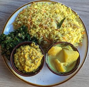 Fried Rice Combo Plate with kale mallum at Mirisata in Portland