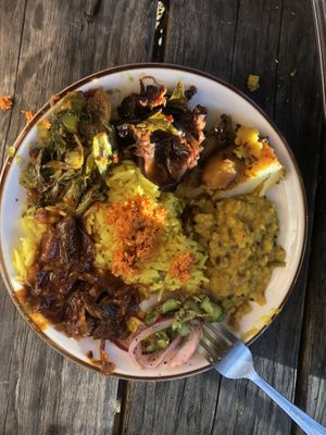 Family style plated   at Mirisata in Portland