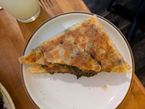 Stuffed chicken and cheese roti at Mirisata in Portland