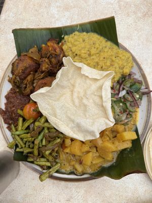 Rice and curry plate with seemi sambal   at Mirisata in Portland