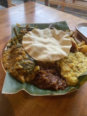Platter with their daily menu options  at Mirisata in Portland