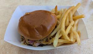 The Island Burger at Mirisata in Portland