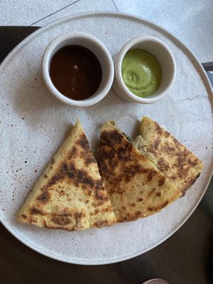 Mushroom quesadillas (one of our favorites )  at PLANTA Cocina in Toronto