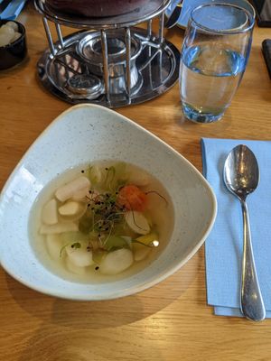 asparagus broth at Aarmühle in Interlaken