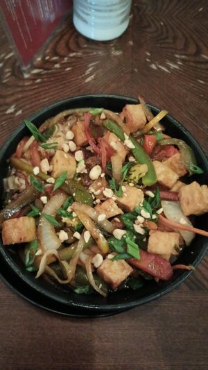 sweet & spicy vegan pad thai at Jules' Bistro in St Cloud