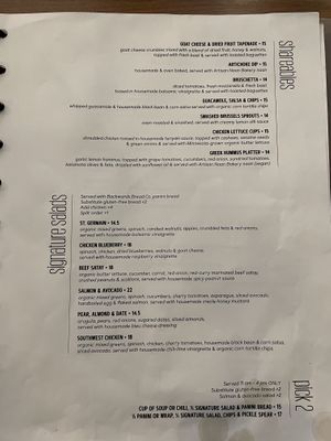 Menu  at Jules' Bistro in St Cloud