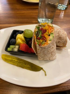 I ordered a vegan wrap with fruit. It was delicious! This place never disappoints. at Jules' Bistro in St Cloud