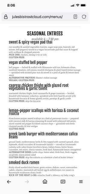   at Jules' Bistro in St Cloud