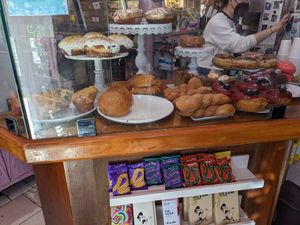 Bakery case at Guevara's in Brooklyn