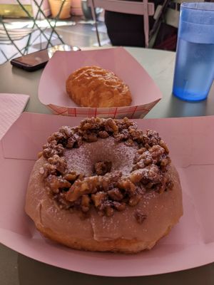 Pecan maple donut and chocolate croissant at Guevara's in Brooklyn
