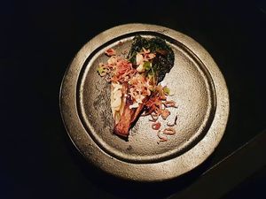 Char grilled baby cos lettuce, almonds at Vincent in Barton