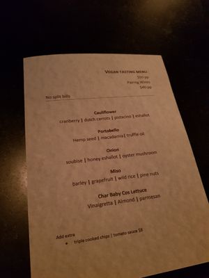 Vegan tasting menu at Vincent in Barton