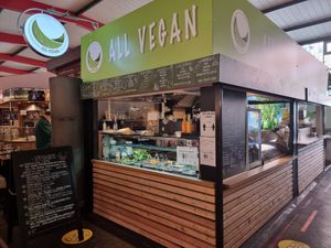 counter- some seating at the back - very small place at All Vegan in Hannover