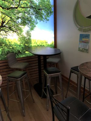 Pictured is the seating area  at All Vegan in Hannover