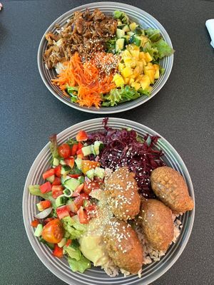 all vegan bowl (up) and falafel bowl (down) at All Vegan in Hannover
