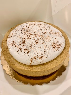 Raw Pumpkin Cheesecake - Thanksgiving 2021 holiday order. SO good!  at Ordinarie Fare in Dayton