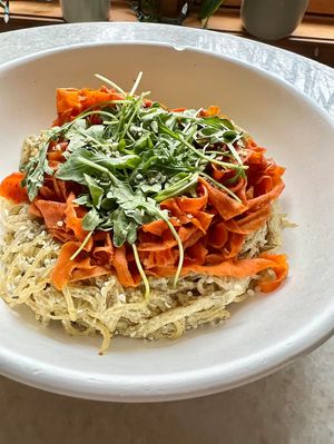 Raw Carrot Carbonara - Valentines Day menu 2022  at Ordinarie Fare in Dayton
