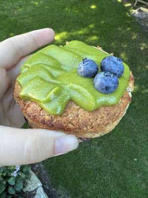 Blueberry scone with basil cashew cream  at Ordinarie Fare in Dayton