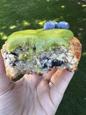 Blueberry scone with basil cashew cream   at Ordinarie Fare in Dayton