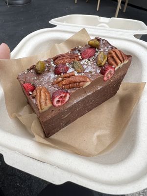 Superfood raw brownie  at Ordinarie Fare in Dayton